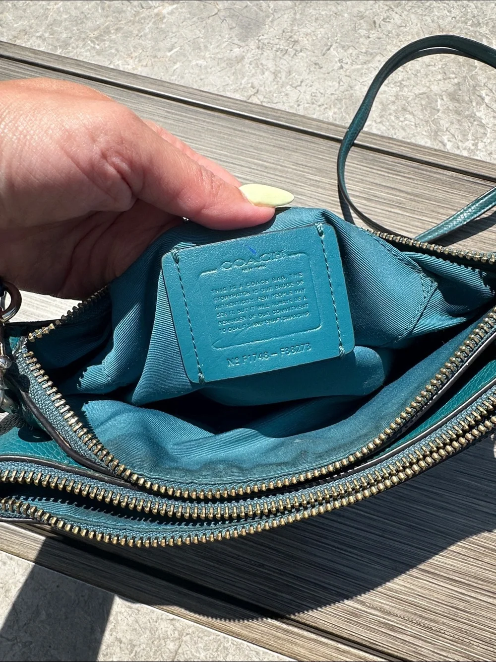 Coach Teal Blue Pebbled Leather Crossbody